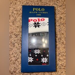New in Box POLO RALPH LAUREN Men's Set of 3 Dress Socks - Holiday Gift Box